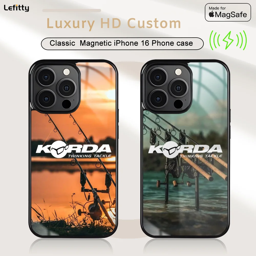 

K-Korda Fishing Tackle Phone Case For iPhone 16 15 14 13 12 11 Pro Max Plus Mini Magnetic Magsafe Wireless Charging Cover
