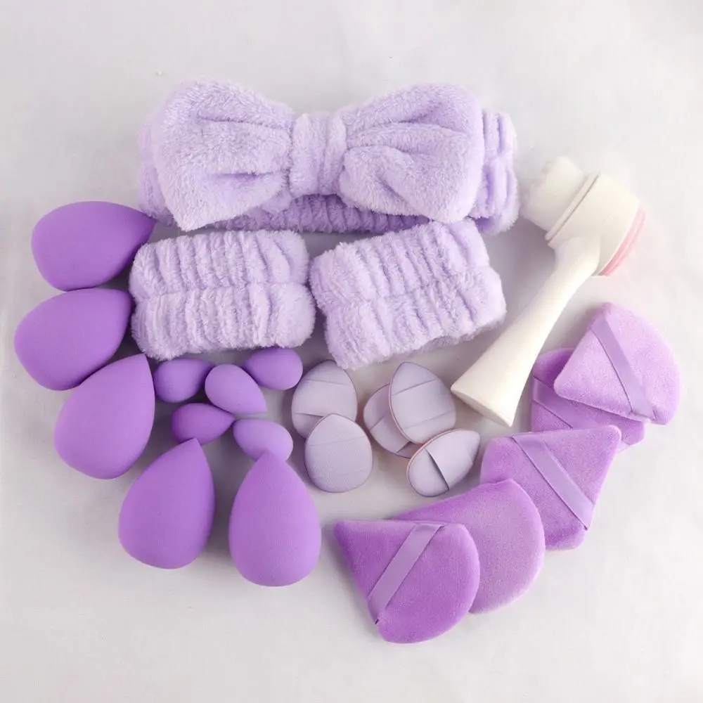 24 Teile/satz Hypoallergen Vegan Make-Up Kit Nicht-slip Haarband Mädchen Schönheit Werkzeug Make-Up Schwamm Gesichts Reinigung Mädchen Geschenk