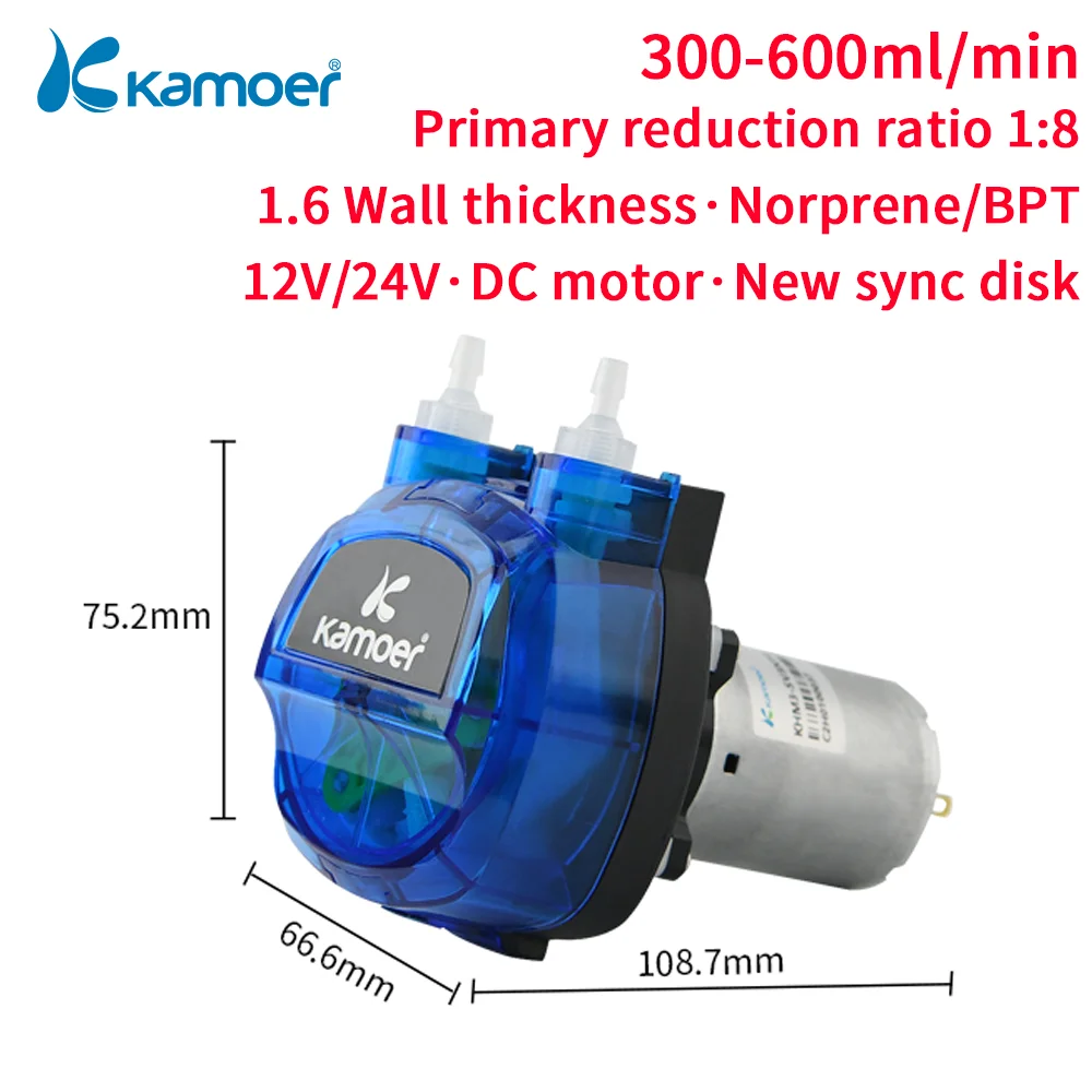 Kamoer-bomba peristáltica de alto flujo, bomba dosificadora con Motor de CC de 12V y 24V, con Norprene/silicona para alimentos y bebidas, KHM3,