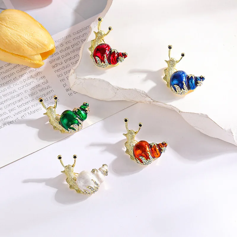 Oil Dripping Diamond Snail Brooch Personalized Fashion Women\'s Suit Jacket Animal Pin Decoration Festival Girl Brooch Gift