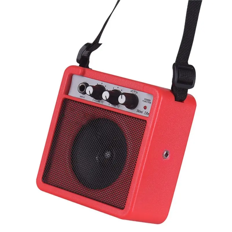 

ABVH-Mini Guitar Amp Speaker With Overdrive Function 3.5/6.35Mm Input Ports 1/4" Output Volume Tone Adjustable Red