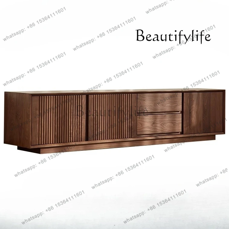 

North American black walnut TV cabinet Nordic simple all-solid wood floor cabinet Home living room locker