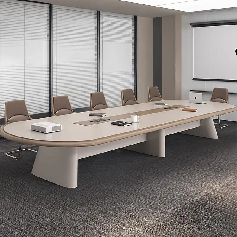 Oval Lacquered Conference Long Table Modern Minimalist Spliced Negotiation Desk Large Business Office Meeting Room Furniture