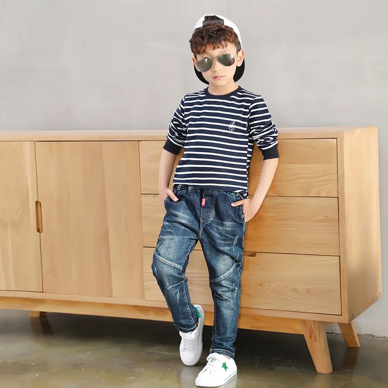 IENENS Jeans For Boys Clothes Kids Cowboy Sports Pants Children Denim Trousers Clothing Boy Bottoms Size 4 5 6 7 8 9 10 11 12