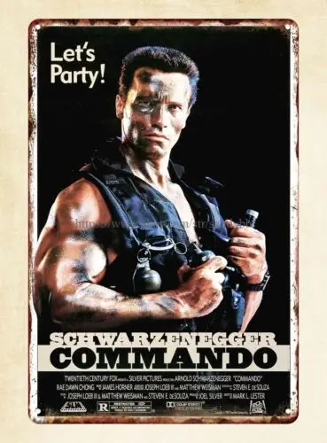 ARNOLD SCHWARZENEGGER COMMANDO 1985 movie metal tin sign old wall