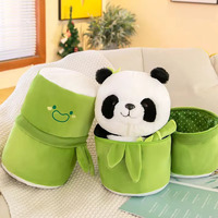 25CM Kawaii Bamboo Tube Panda Set Plush Pillow Doll Toy Cute Plushies Stuffed Animal Soft Hugging Kid Birthday Christmas Gift