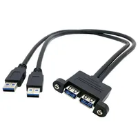 Dual USB male to female extension cable twin port usb3.0 extension cable With M3screw holes panel mounting usb2.0