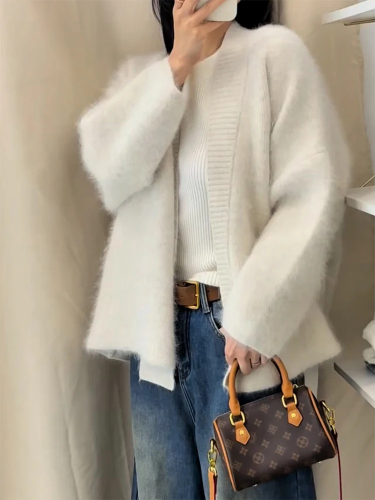 

Korean Sle Soft Plu Knitted Open Cardigan Autumn Winter New Arrival plus Size Versatile Agel Top for Casual Wear