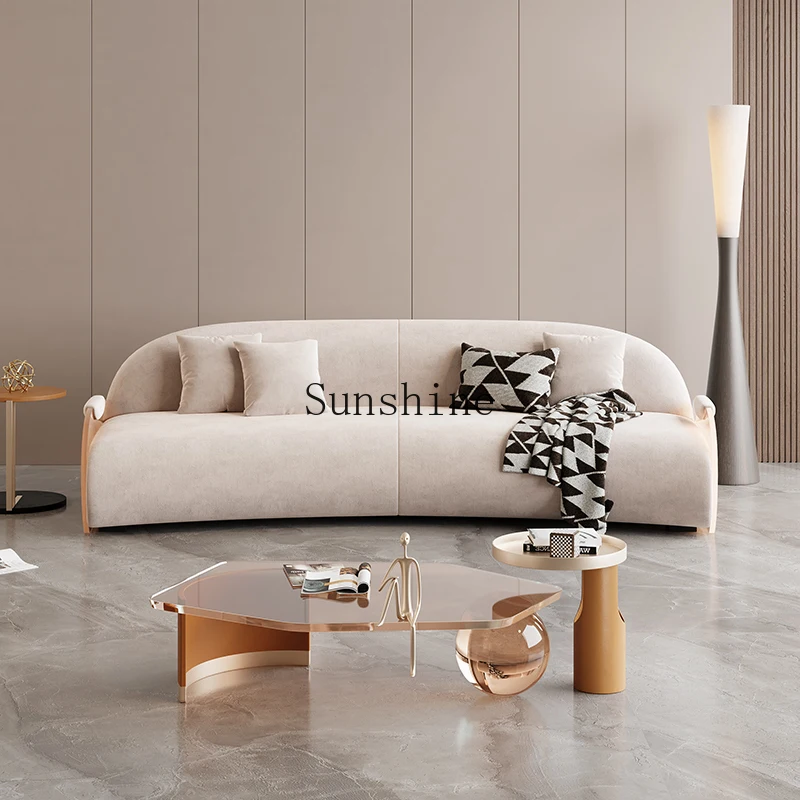 

Acrylic fully dismantled and washed fabric sofa large apartment modern reception curved sofa combination