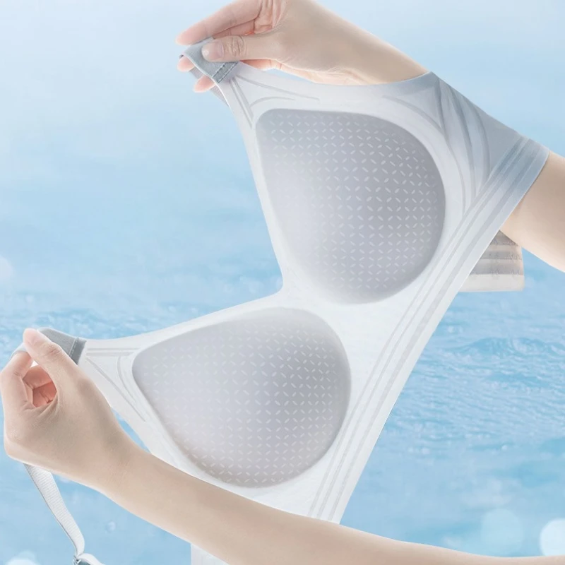 บราไร้สาย ไซส์ใหญ่ ไร้ตะเข็บ ชุดชั้นในผู้หญิง น้ำหนักเบา คัพคงที่ ช่วยให้หน้าอกดูเล็กลง ป้องกันการหย่อนคล้อย ผ้าไหมน้ำแข็ง ให้ความรู้สึกเย็นสบาย