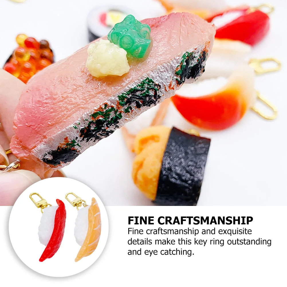 

2 Pcs Simulated Sushi Pendants Keychain Novelty Funny Charm Chains Japanese-style