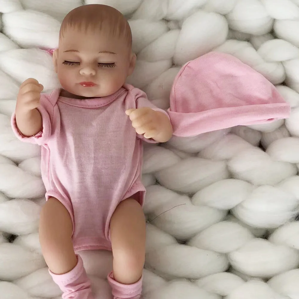 11 Inch Klein Formaat Levensechte Reborn Pop Volledig Vinyl Badbaar Lichaam Meisje Babypop Met Gesloten Ogen