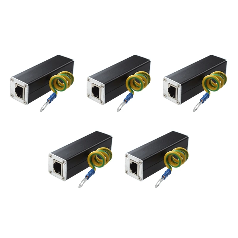 5X RJ45 Plug Ethernet Network Surge Protector Thunder Arrester 100Mhz