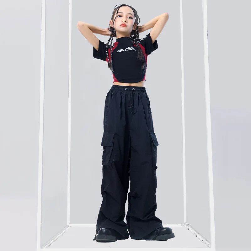 Ensemble de vêtements de danse Hip Hop pour filles, haut court pour enfants, Costume de spectacle d'entraînement de danse moderne Jazz, Costume de Cosplay Pop