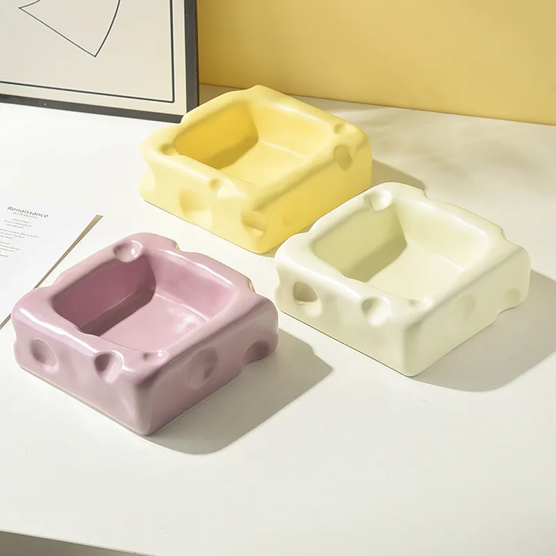 Cute Ceramic Bowls Creative Cheese-shaped Rice Bowls Cat Food Bowls Drinking Bowls To Prevent Knocking Over Pet Supplies