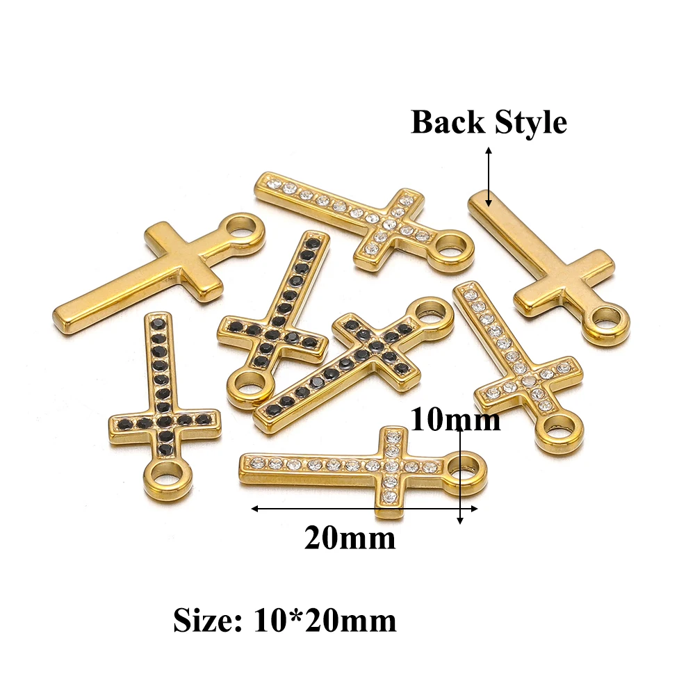 5pcs Stainless Steel Zircon Cross Charms Pendant for DIY Women Necklace Findings Jewelry Findings Earrings Making Supplies