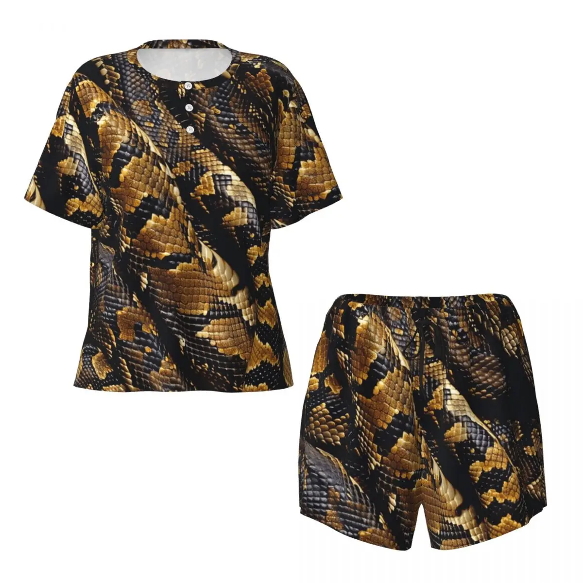 

Snakes On A Train Round Neck Short Sleeves Nightdress for Sleeping Sleepshirts Women Soft Pajama Set Short Pants