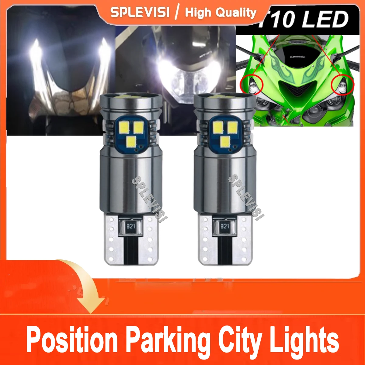 

2x LED Motorcycle Position Parking for Kawasaki zx-14r zx14r 1400 LED Headlight Pilot Park Lights T10 194 2006-2018 2019 2020