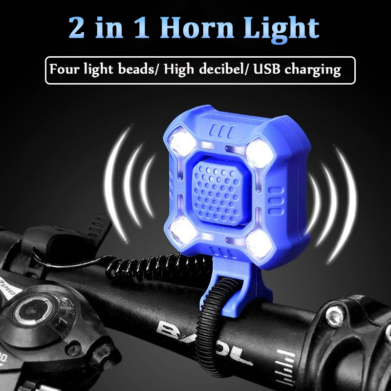 BUCKLOS Bicycle Horn Bike Lighting Bicycle Horn 140dB Headlights Waterproof USB Charging Night Riding Bike Cycling Accessories