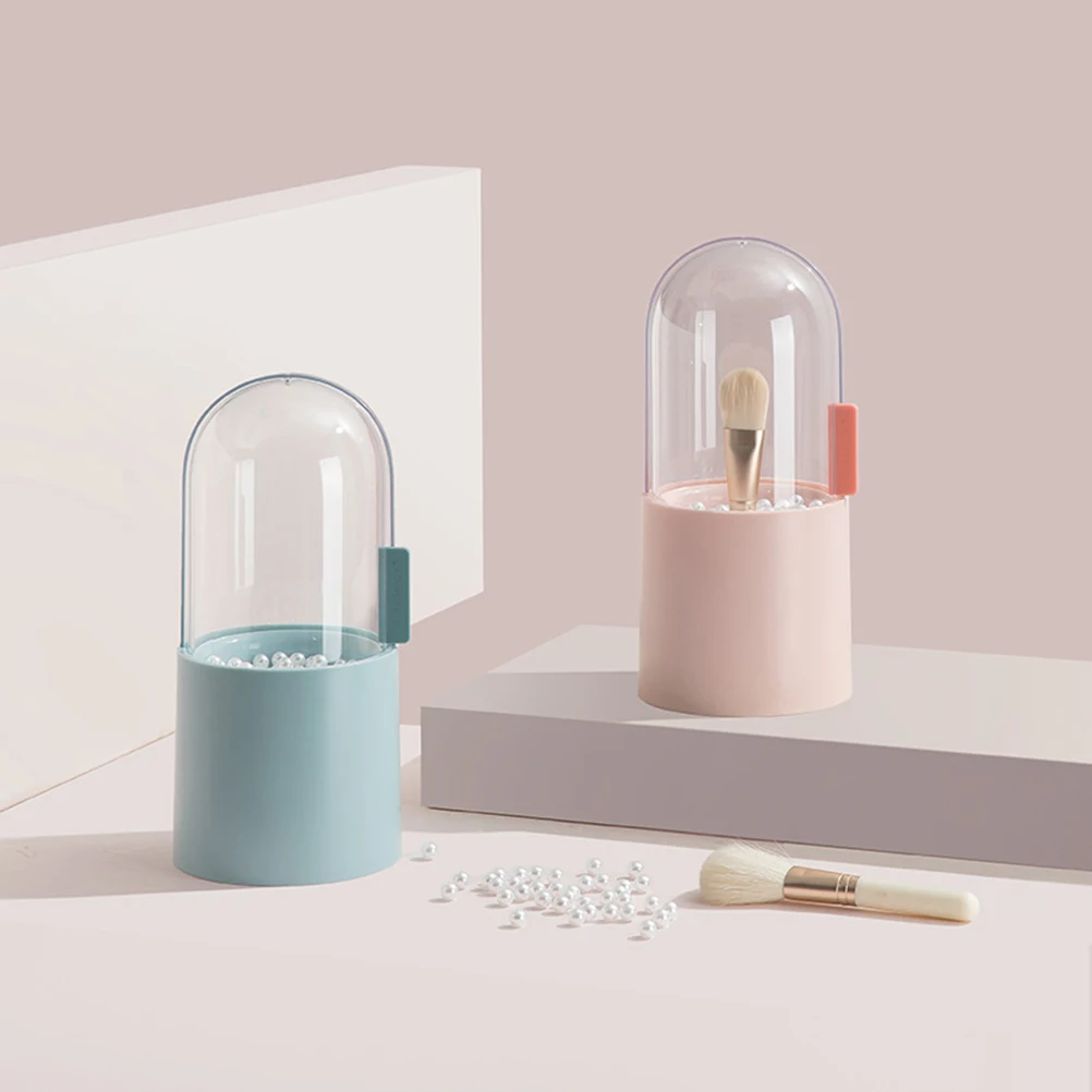 

Makeup Storage Box Organizer Brush Holder Desktop Pen Container Jewelry Tray Pink Durable Pp Abs Material For
