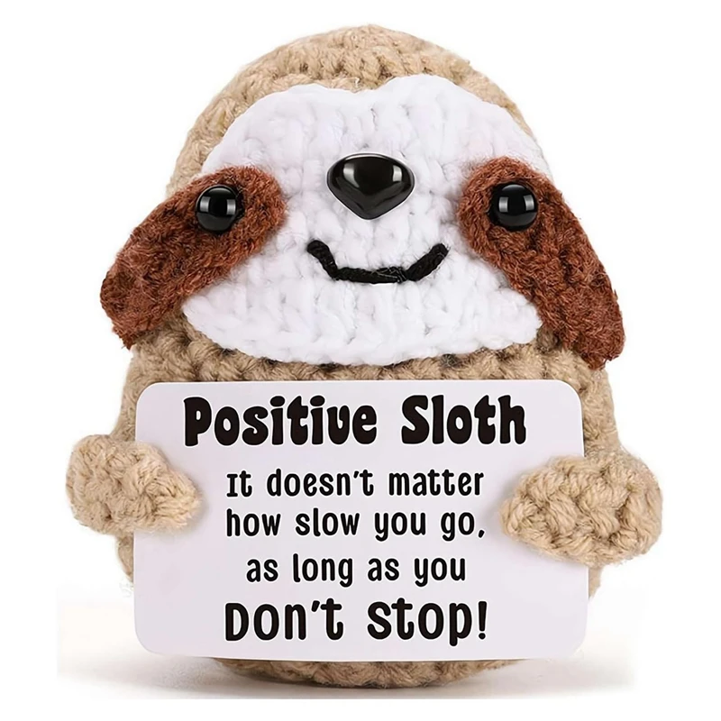 Inspirational And Positive Crochet Sloth Handmade Small Ornaments Enhance Mental Health Knit Sloth Birthday.