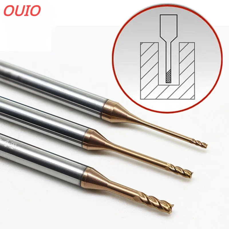 OUIO HRC55 Deep Groove Tungsten Carbide End Mills 2 4 Flutes Long Neck Milling Cutters For Steel Long Flute 6 8 10 12 16 20mm