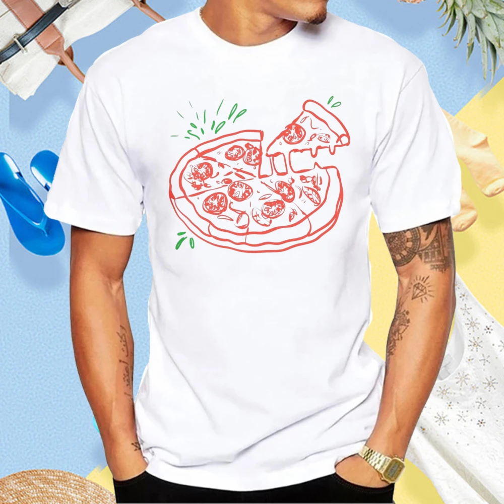 Margherita Pizza Slice Graphic Funny Food Lover T Shirt Casual Fashion Loose Short Sleeve Man Women Tshirt Cotton Y2k T-shirt