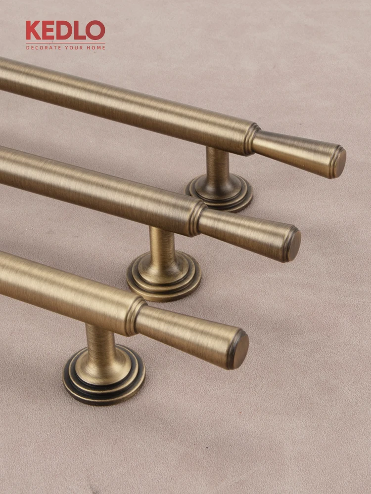 KEDLO antique brass European retro Pull drawer knob European simple solid brass kitchen cabinet long handle