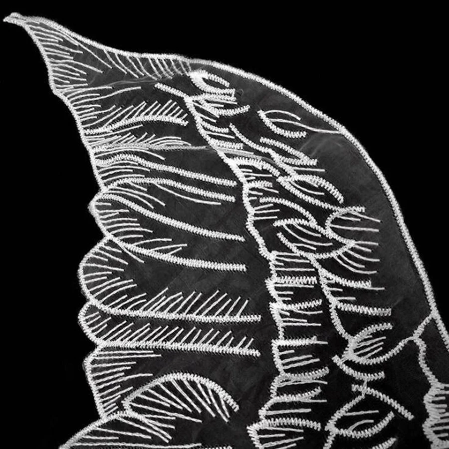 1 Pair African Lace Fabric Angel Wings Wedding Decoration Trim DIY Water Soluble Embroidery Wide Lace Fabrics
