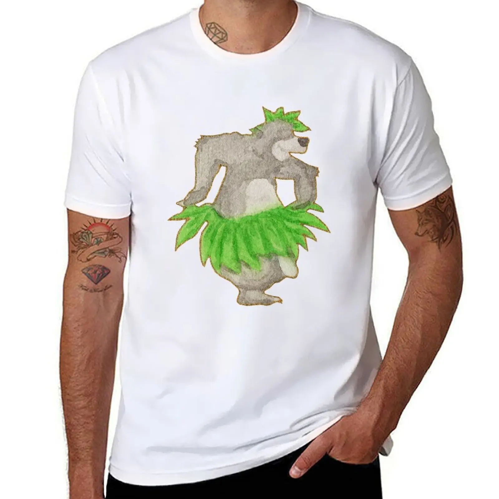 

Watercolor Silhouette The Jungle Book Baloo T-Shirt mens graphic t shirts man t shirt cotton high quality T-Shirt