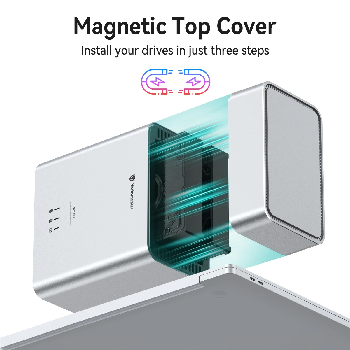Yottamaster 2.5/3.5"Type C 2 Bay Hard Drive Enclosure Magnetic USB3.0 HDD Case UASP 12V4A Power HDD Case Auto Sleep For PC Gamer view 5