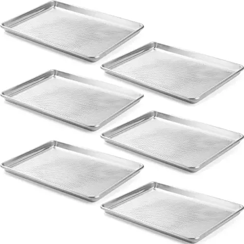 6 Pack Aluminum Sheet Pan Perforated NSF Listed Half Size 18 x 13 inch Commercial Bakery Cake Bun Pan Baking Tray