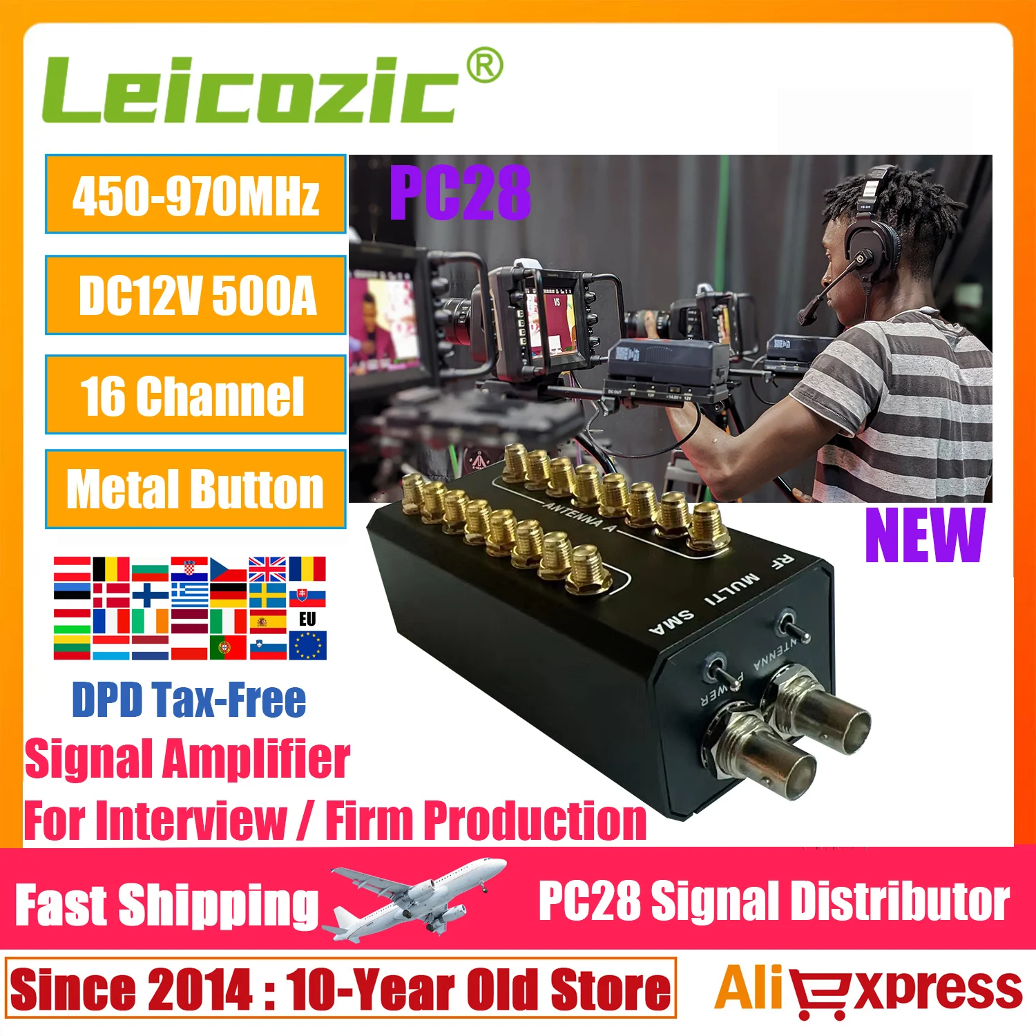 Leicozic PC28 UHF Antenna Distribution System RF Multi SMA Signal Distributor Antenna Splitter For Wireless Microfone Film Moive