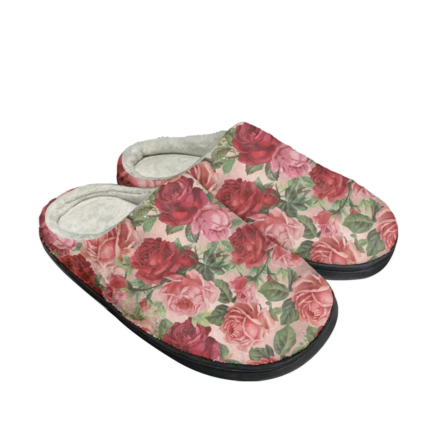 

Rose Pattern Design Home Cotton Slippers Mens Womens Plush Bedroom Casual Keep Warm Shoes Thermal Indoor Slipper Custom Shoe