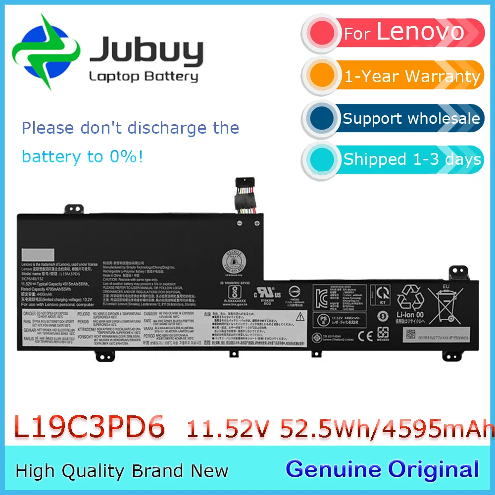 L19C3PD6 11.52V 52.5Wh Original Laptop Battery for Lenovo Ideapad Flex 5-15IIL05 L19L3PD6 L19M3PD6 L19D3PD6