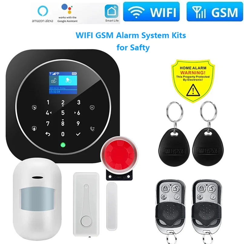 

Комплекты сигнализации Tuya WIFI GSM для домашней охранной безопасности 433 МГц Wi-Fi GSM сигнализация беспроводное управление через приложение для умного дома