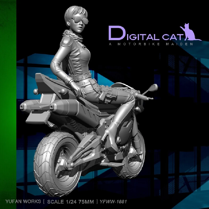 

75 мм крутая модель девушки и мотоцикла из смолы, фигурка Gk, микроминиатюрная 3d печатная белая модель игрушки, комплект в разобранном и неокрашенном виде
