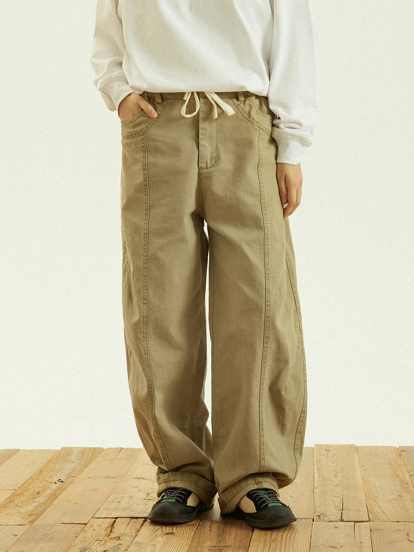 

Мужские брюки GoodNorth в стиле ретро: свободные, прямые, широкие штанины, повседневные, из хлопка, модные