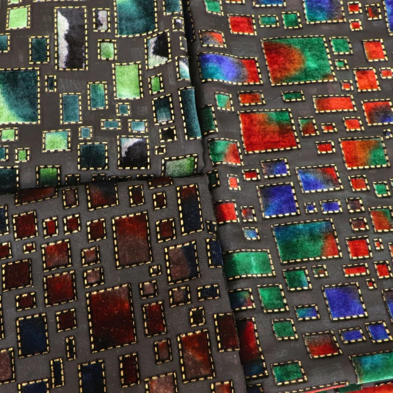 1 メートルマルチカラーブロケードバーンアウトベルベットジャ - Crystal Mesh Fabric のレビューと価格
