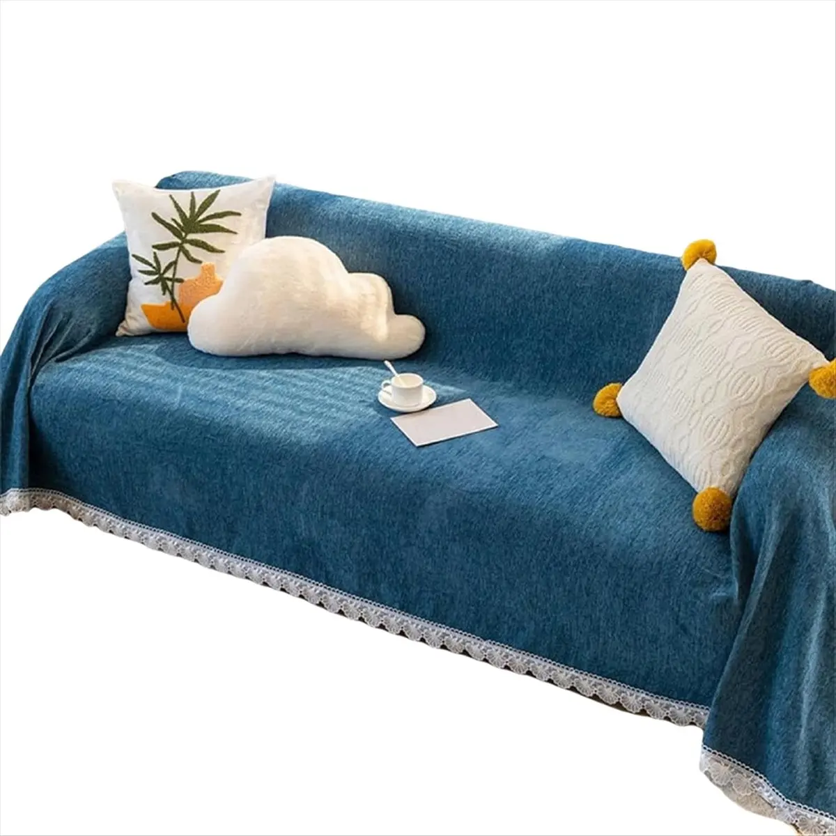 *A91P Sectional Sofa Covers, Thick Chenille Sofa Covers, Modern Simple Fringe Edge Sofa Covers, Sofa Protectors