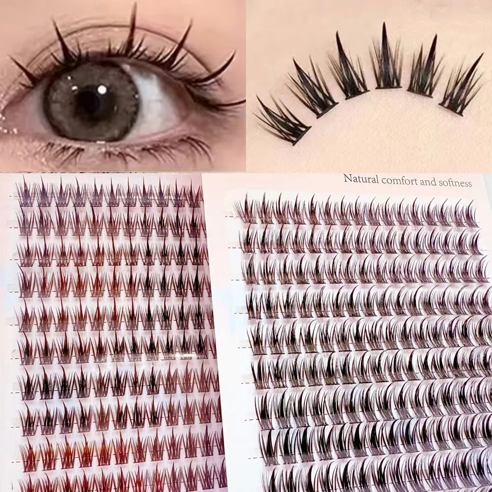 160 Stück künstliche Nerzwimpern in Weizenohrform, Cluster-Falsche Wimpernverlängerung, natürliche Wispy-Einzelwimpern für den Alltag und Party