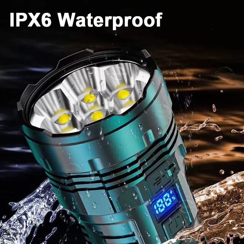 New 7LED High Power Led Flashlights Rechargeable USB Portable Torch Powerful Camping Fishing Tactical Flashlight With COB Light