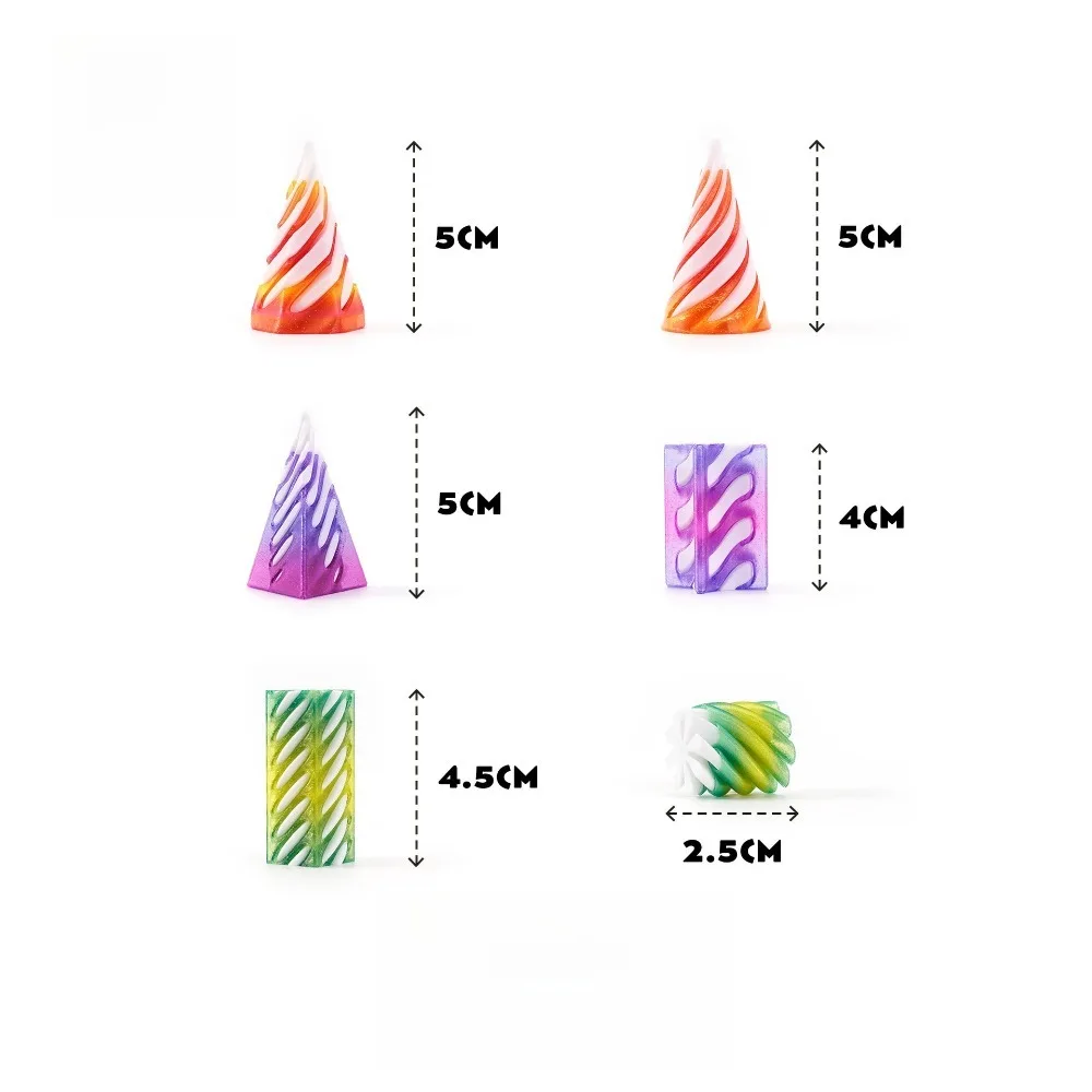 ثلاثية الأبعاد المطبوعة اللولب المسمار الدورية اللعب الإجهاد الحد أداة الهرم Passthrough النحت دوامة مخروط الحلي ديكور المنزل #4