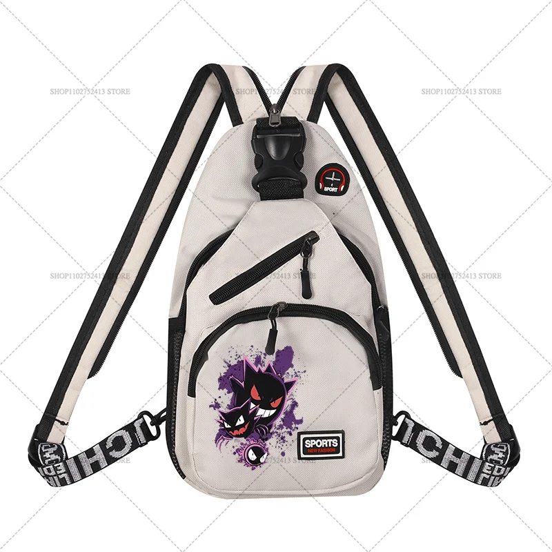 Pokemons Chest Bag Waterproof Large Capacity Double Backpack Boys Cartoon Anime Oxford Cloth Crossbody Multi-functional Satchel