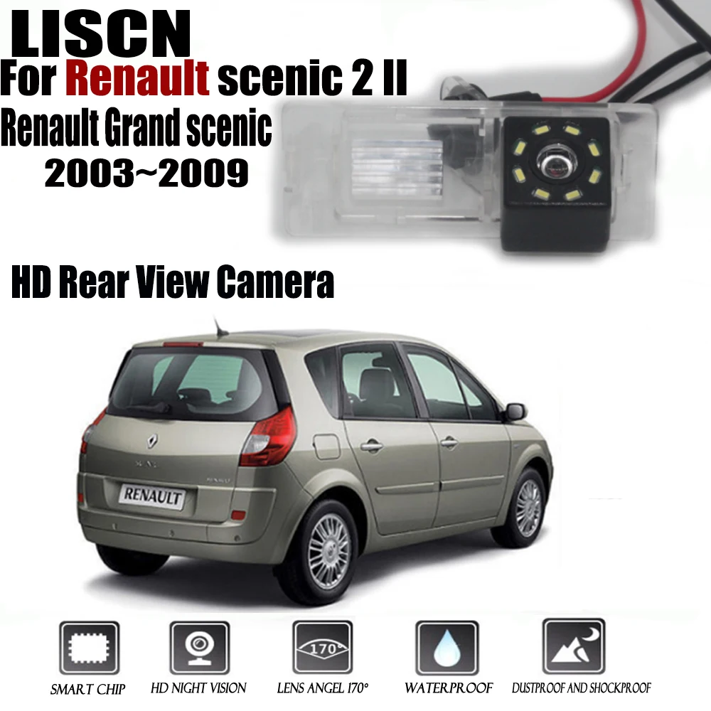 HD Night Vision Backup Rear View camera For Renault scenic 2 II Renault Grand scenic 2003~2009 Plate Light Camera CCD