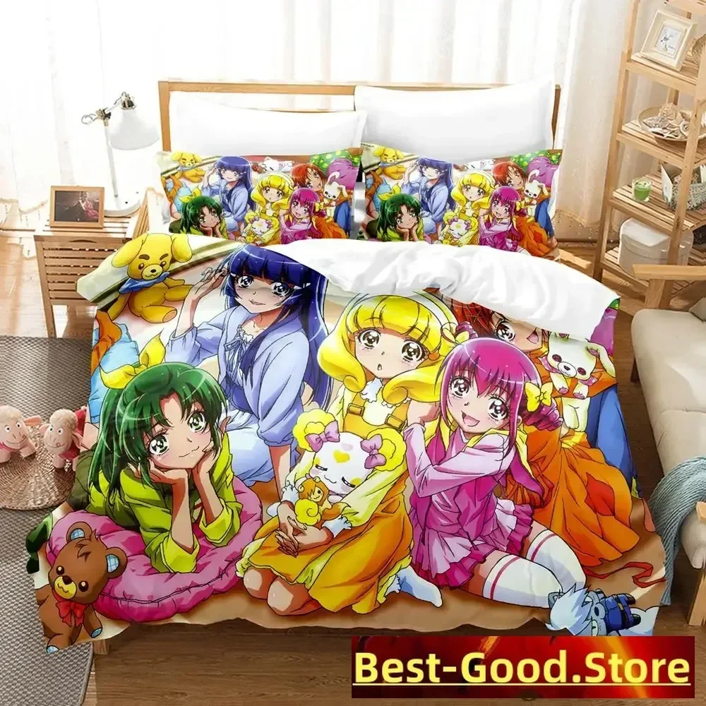 

2023 Kawaii Smile PreCure! Bedding Set Duvet Cover Sheet Printed Bed Set Pillowcase Bed Full Queen King Size Comforter Bedroom