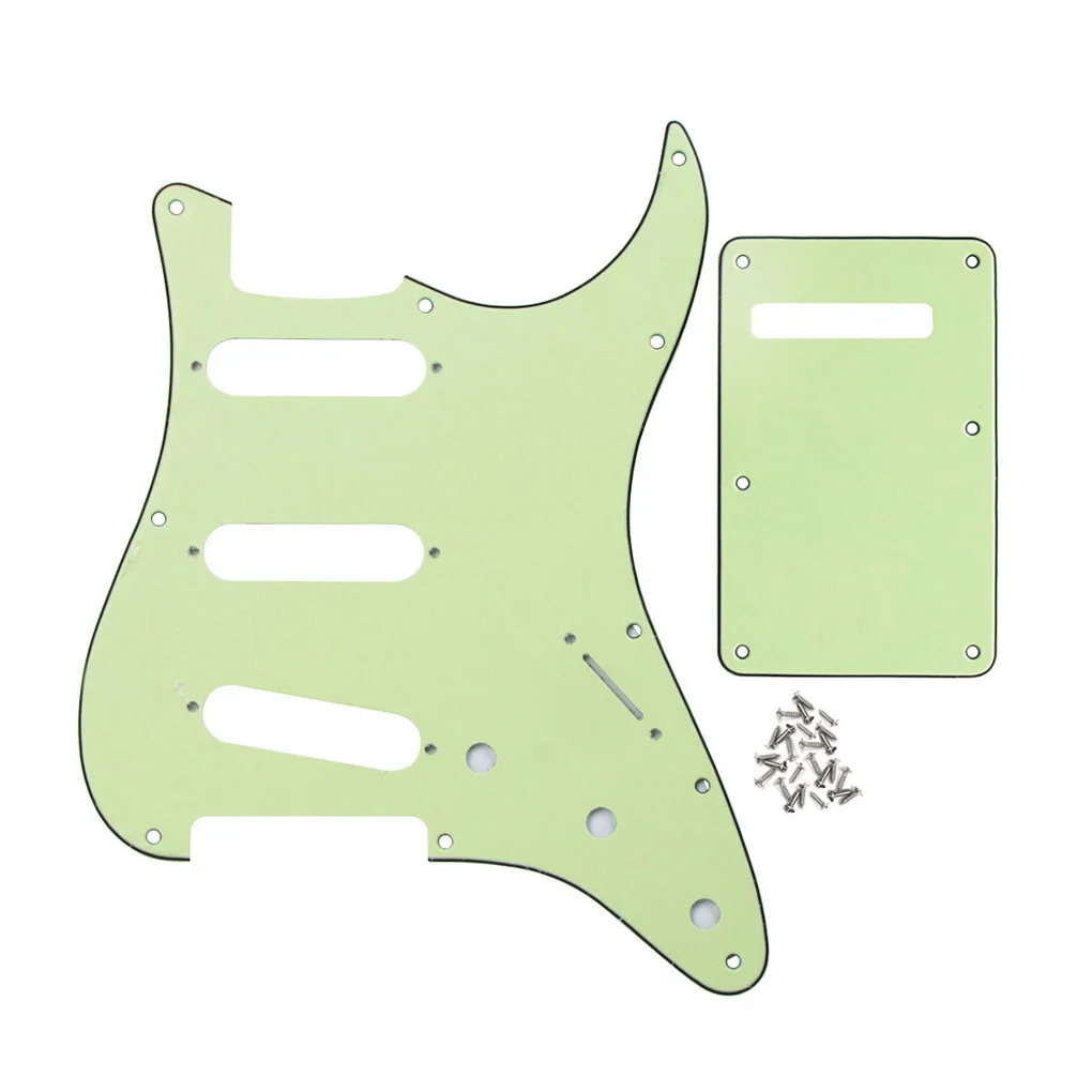 FLEOR Set of Vintage 8 Holes ST Pickguard SSS Guitar Back Plate & Screws for Electric Guitar Parts, 7 Colors Choose