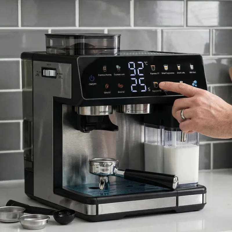 Order Directly Automatic Hot and Cold Dual Extraction Machine Espresso Machine with Dual Pumps and Dual Boilers Fully Milk Froth