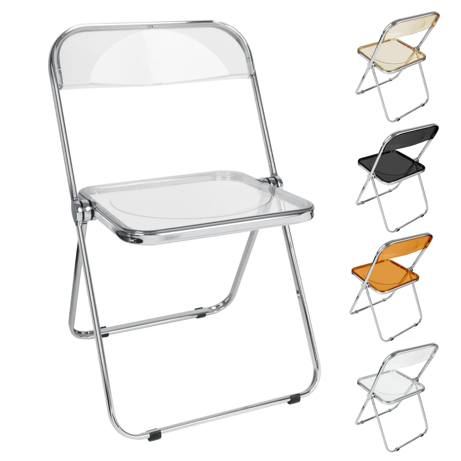 Chaise pliante en acrylique transparent, chaise pliante empilable en cristal, chaise longue, structure chromée, pour banquet, conférence, fête