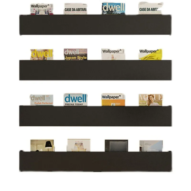 Wrought iron wall hanging baffle shelf, simple creative bookshelf bookshelf newspaper shelf 5